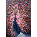 Павлин с розовым хвостом Раскраска картина по номерам на холсте