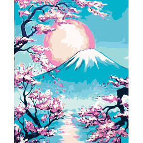  Закат над горой Фудзи Раскраска картина по номерам на холсте RA223