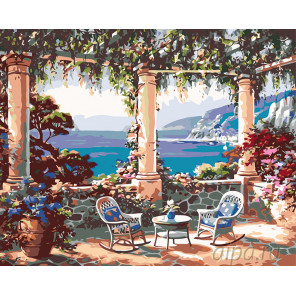 Раскладка Веранда на побережье Раскраска картина по номерам на холсте KTMK-82196