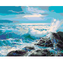 Голубые волны Раскраска картина по номерам на холсте 