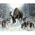 Волчья охота Раскраска картина по номерам на холсте 