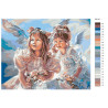раскладка Ангелочки с цветами Раскраска картина по номерам на холсте 