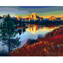 Гладь горного озера Раскраска картина по номерам на холсте