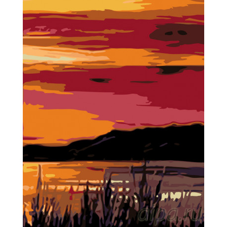 Картина по номерам Закат на озере 40х50 см VA-3078
