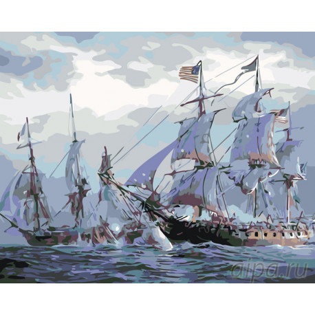  Морское сражение Раскраска по номерам на холсте Живопись по номерам KTMK-49875