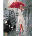 Девушка под дождем Раскраска по номерам на холсте Живопись по номерам