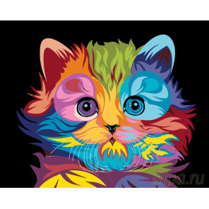 раскладка Радужный котенок Раскраска по номерам на холсте Живопись по номерам