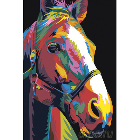  Радужная лошадь Раскраска картина по номерам на холсте PA138