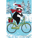 Кот на велосипеде зимой Раскраска картина по номерам на холсте
