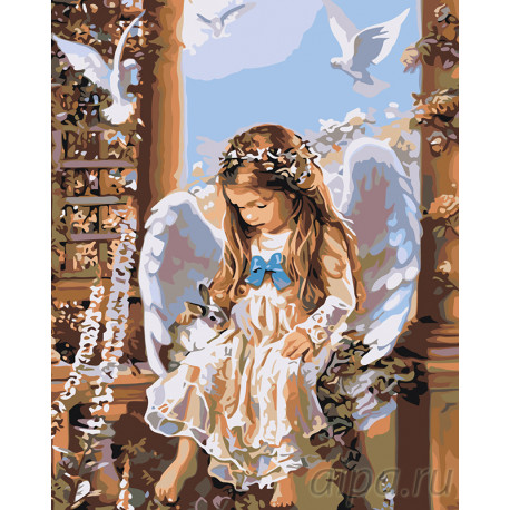  Малышка ангел Раскраска картина по номерам на холсте RA237