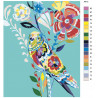 схема Попугай в цветах Раскраска картина по номерам на холсте