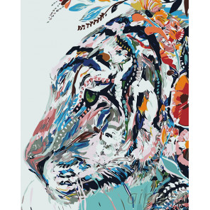 раскладка Тигр в узорах Раскраска картина по номерам на холсте