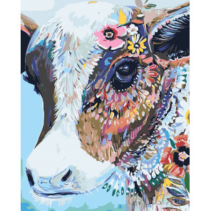  Корова в узорах Раскраска картина по номерам на холсте A491