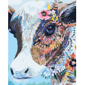 Корова в узорах Раскраска картина по номерам на холсте