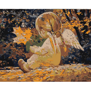  Девочка ангелочек с листиком Раскраска картина по номерам на холсте  RA291