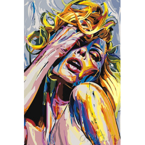 Раскладка Разноцветная блондинка Раскраска картина по номерам на холсте RO123