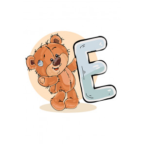  Медвежoнок с буквой E Раскраска по номерам на холсте Живопись по номерам KTMK-7897893