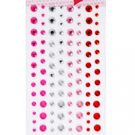 Красно-розовый микс Стразы декоративные самоклеющиеся элементы 104 шт Docrafts