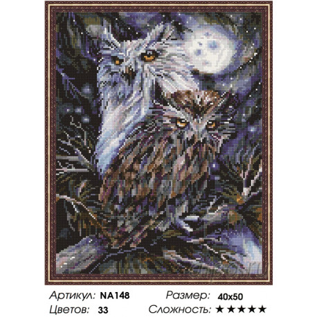 Количество цветов и сложность Совы в лунную ночь Алмазная мозаика вышивка Painting Diamond NА148