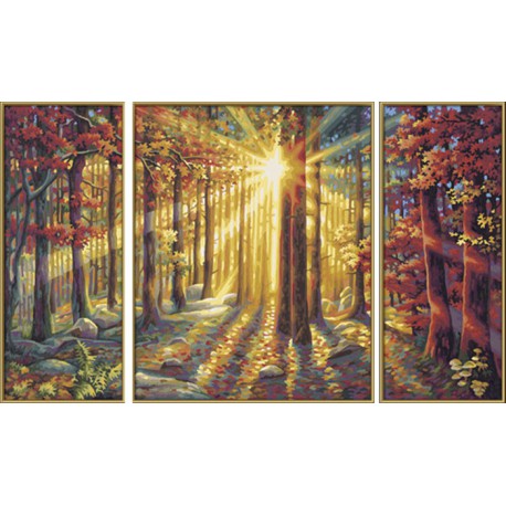 Осенний лес Триптих Раскраска по номерам акриловыми красками Schipper (Германия)