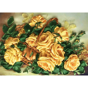  Желтые розы Набор для вышивки лентами Каролинка КЛ(Н)-3030