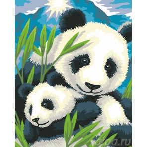 Панда с детёнышем Раскраска по номерам акриловыми красками на холсте Живопись по номерам