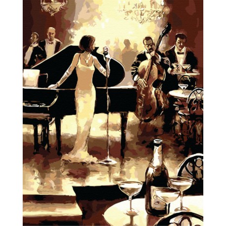 Джаз ночь (репродукция Брента Хейтона) Раскраска по номерам акриловыми красками на холсте Живопись по номерам