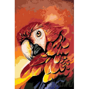  Огненный попугай Раскраска картина по номерам на холсте A358