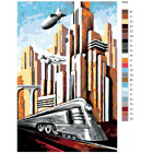 Раскладка Футуристический город Раскраска картина по номерам на холсте PA52