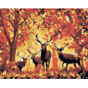 Олени в осеннем лесу Раскраска картина по номерам на холсте