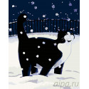 Прогулка по снегу Раскраска картина по номерам на холсте