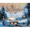 Мостик в горах Раскраска картина по номерам на холсте