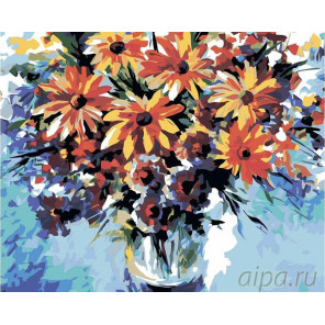 Раскладка Букет садовых цветов Раскраска картина по номерам на холсте LA31