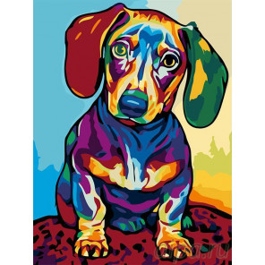 Раскладка Радужный щенок Раскраска картина по номерам на холсте A102