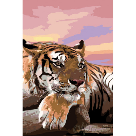  Тигр на закате Раскраска по номерам на холсте Живопись по номерам A391