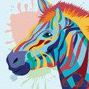 Разноцветная зебра Раскраска по номерам на холсте Живопись по номерам