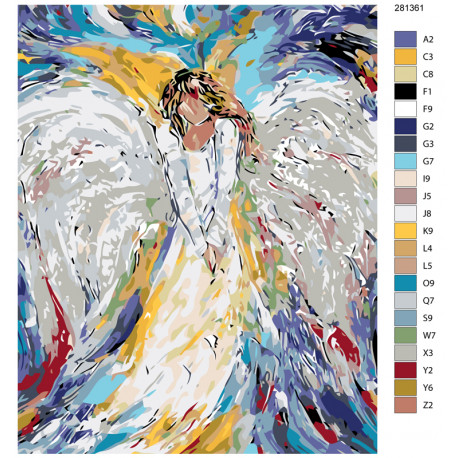 Раскладка Печальный ангел Раскраска по номерам на холсте Живопись по номерам KTMK-281361