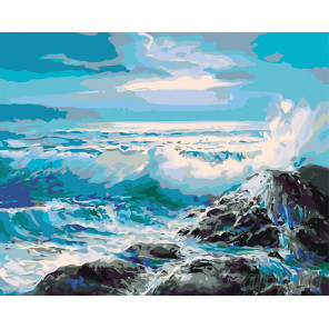  Голубые волны Раскраска картина по номерам на холсте  KTMK-606671