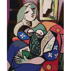 раскладка Женщина с книгой Раскраска картина по номерам на холсте 