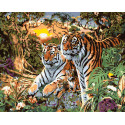  Дружная семья тигров Раскраска картина по номерам на холсте KTMK-05319