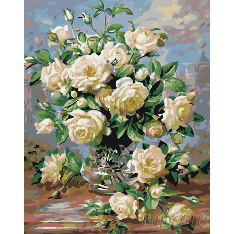  Аромат белых роз Раскраска картина по номерам на холсте KTMK-06181