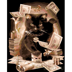  Денежный котик Раскраска картина по номерам на холсте KTMK-77693