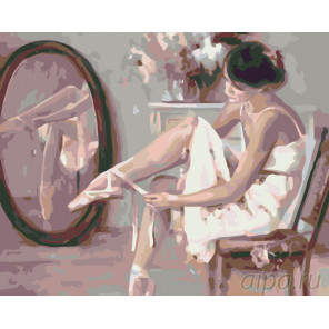 Раскладка Балерина перед выступлением Раскраска картина по номерам на холсте KTMK-948846