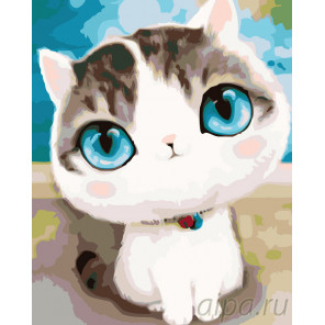 Раскладка Трогательный котик Раскраска по номерам на холсте Живопись по номерам KTMK-3936011