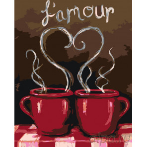 раскладка Кофе с любимым Раскраска по номерам на холсте Живопись по номерам