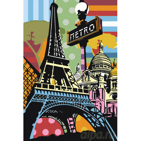  Радужный Париж Раскраска картина по номерам на холсте PA131