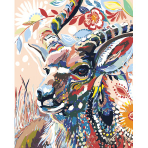 раскладка Антилопа в цветах Раскраска картина по номерам на холсте