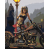  Мотоциклистка Раскраска картина по номерам на холсте RO98
