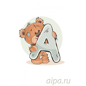  Медвеженок с буквой А Раскраска по номерам на холсте Живопись по номерам KTMK-454545