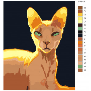 Контрольный лист Египетская кошка Раскраска картина по номерам на холсте Z-AB135
